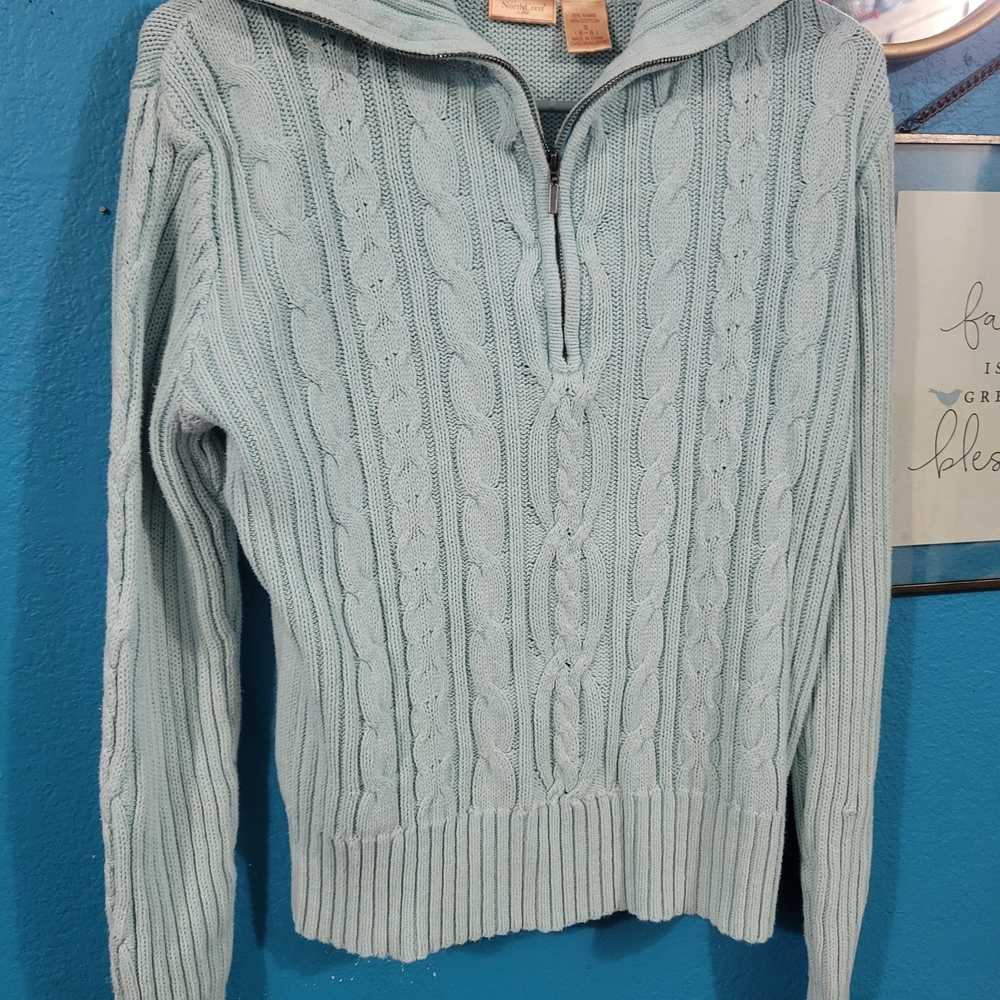 Northcrest Sky Blue Cable Knit Sweater
